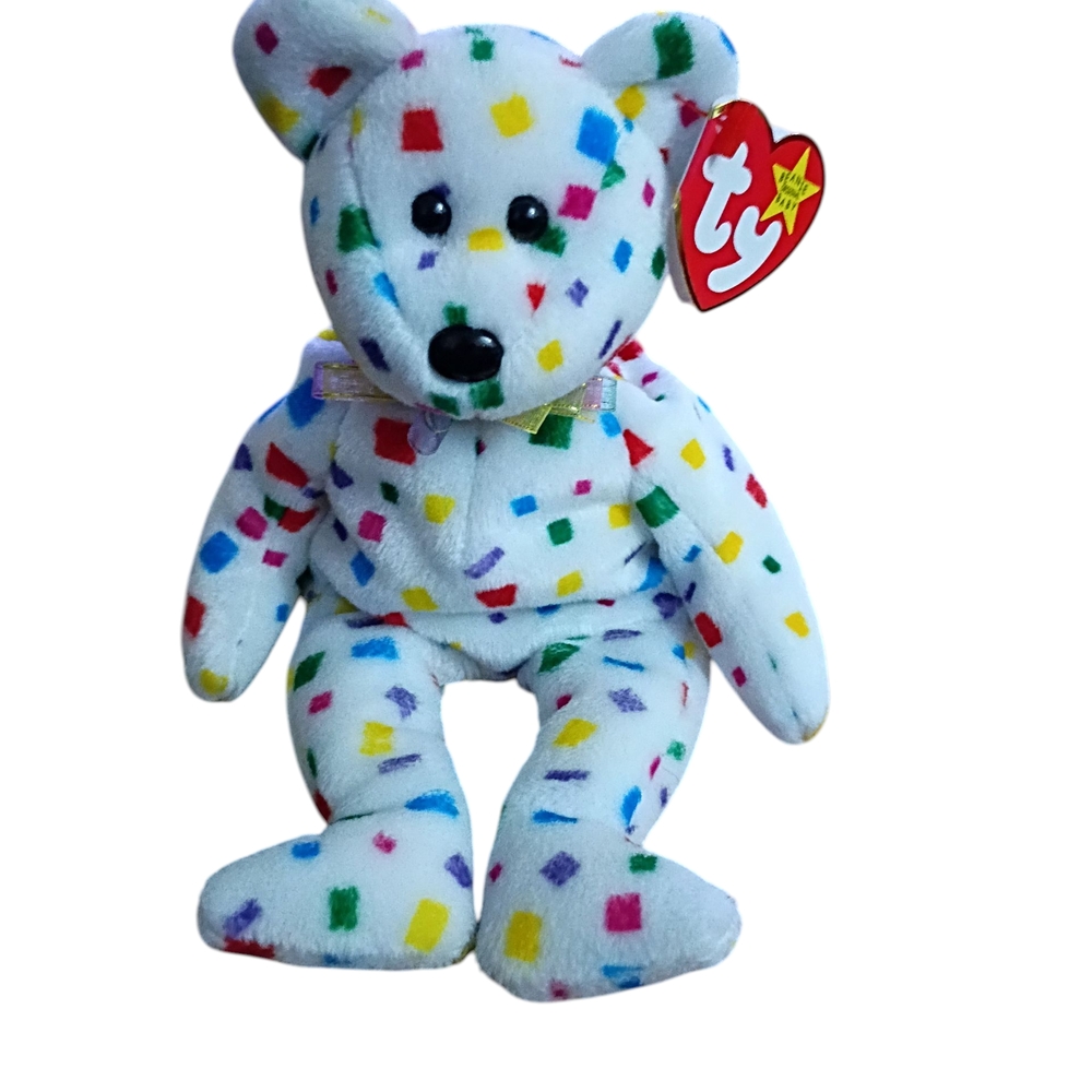 Ty Colorful Confetti Patterned Bear